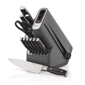 Summer Final Clearance Just AED 89د.إ：Ninja K32012 Foodi NeverDull Premium Knife System, 12 Piece Knife Block Set with Built-in Sharpener, German Stainless Steel Knives, Black
